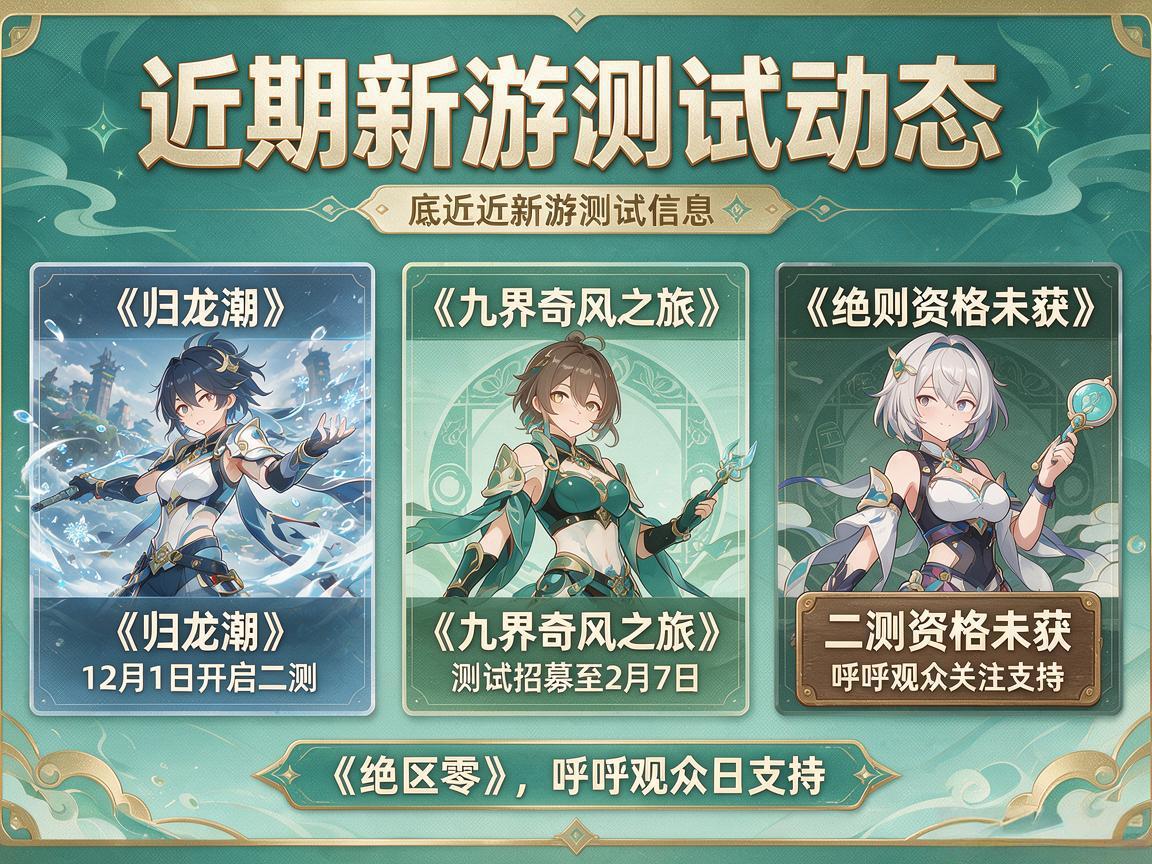近期热门新游测试资讯 近期热门新游测试资讯